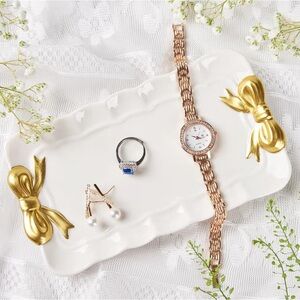 Ceramic Golden Bow Jewelry Dish